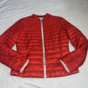 Taifun Women’s Polyester Red White Zip Up Puffer Jacket Sz M